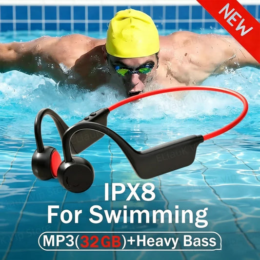 New Bone Conduction Headphones Wireless IPX8 Waterproof Swimming Sports Headset Bluetooth 5.4 With Mic For Exercise Fitness 2026