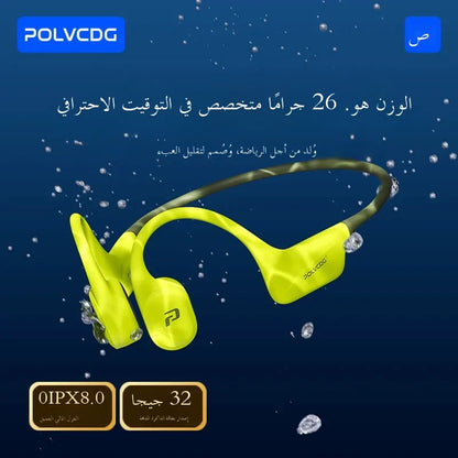 POLVCDG x34 Bone Conduction Swimming Earphones Silicone Head 32GB Memory IPX8 Waterproof 26g Sports Climbing Earphones