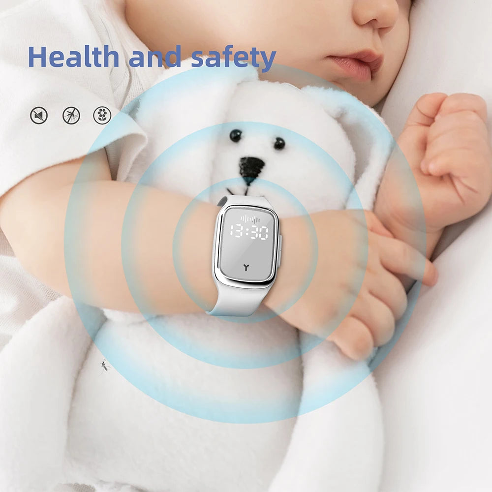 New Ultrasonic Mosquito Repellent Bracelet Summer Outdoor Anti-Mosquito Wristband with Time Display Watch
