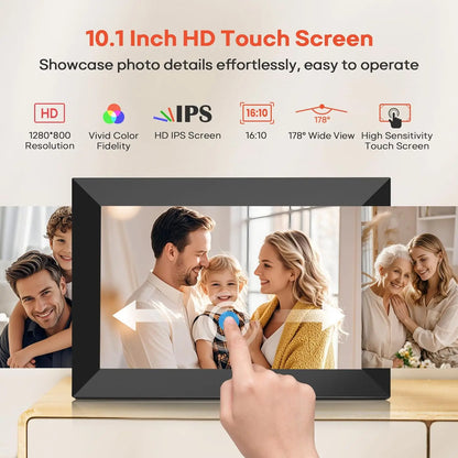 Frameo Digital Picture Frame 10.1 Inch 64GB Smart WiFi digital photo frame with 1280x800 IPS HD Touch Screen Wall Mountable