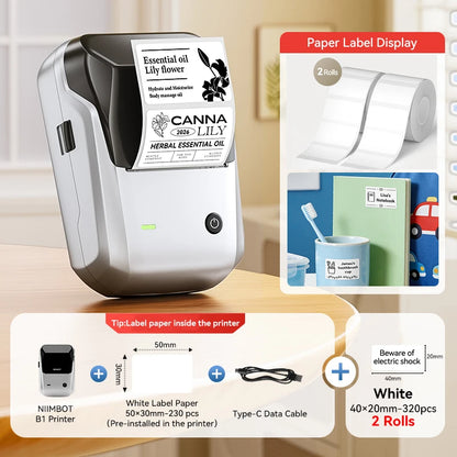 Niimbot B1 Wireless Thermal Label Printer Food Tag Barcode Price Small Business 20-50mm Print Width Label Machine for Home