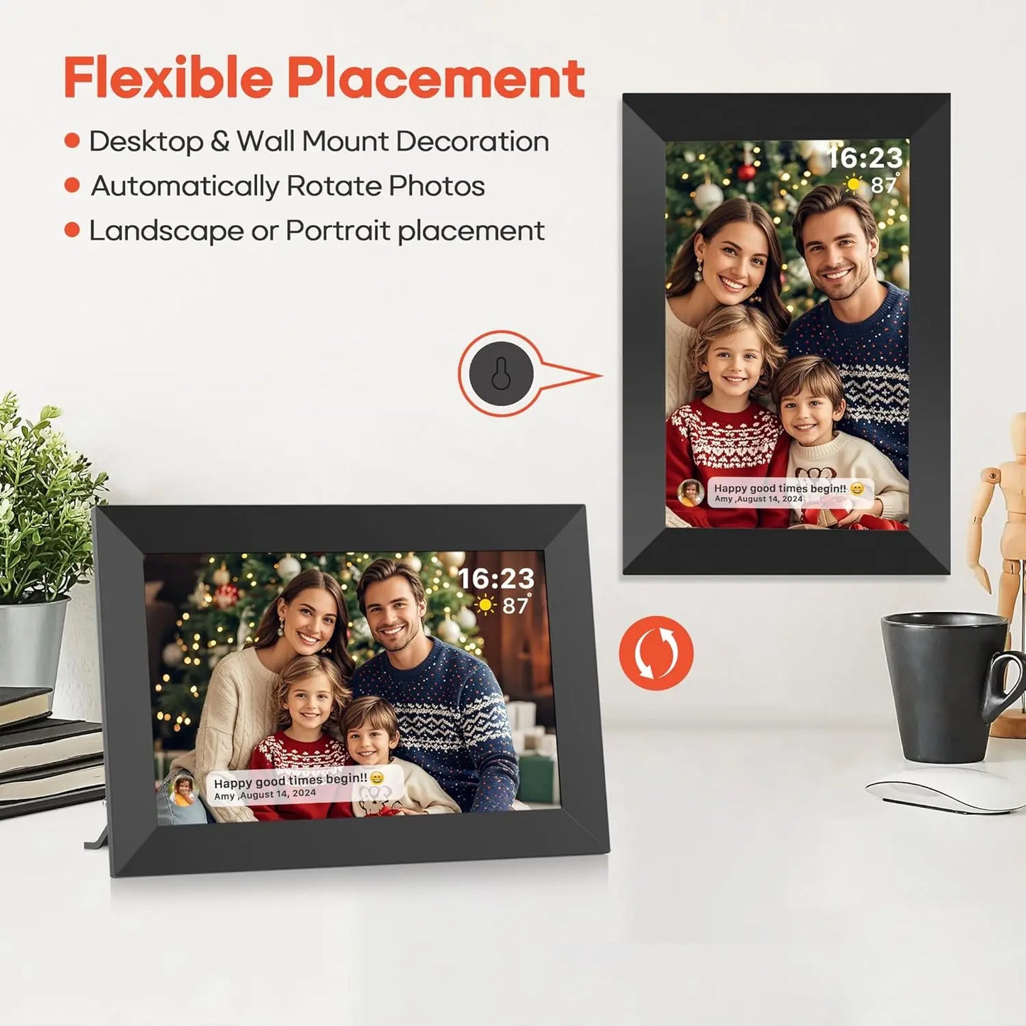 Frameo Digital Picture Frame 10.1 Inch 64GB Smart WiFi digital photo frame with 1280x800 IPS HD Touch Screen Wall Mountable