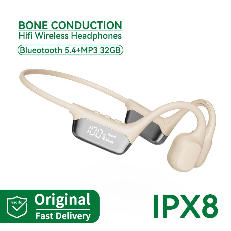 S10 Bluetooth 5.4 True Bone Conduction Headphone HIFI Music Headset 32GB MP3 Player LED Digital Display IPX8 Waterproof For Swim