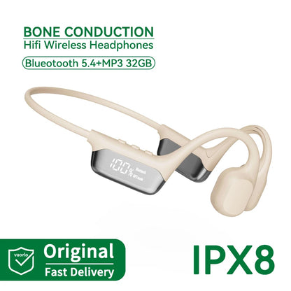 S10 Bluetooth 5.4 True Bone Conduction Headphone HIFI Music Headset 32GB MP3 Player LED Digital Display IPX8 Waterproof For Swim