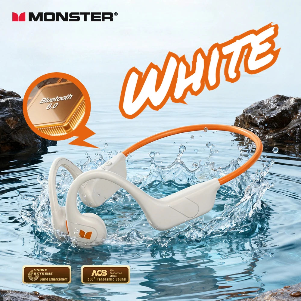Monster XB01 Bone Conduction Bluetooth 6.0 Headphone HiFi Stereo Wireless Earphones IP56 Dust/Water Resistance Sports Earhook