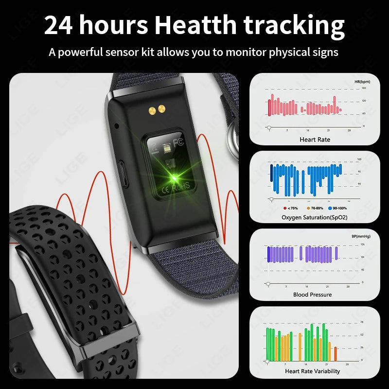 LIGE Smart Watch Heart Rate Blood Pressure Monitor Pedometer Sports Fitness Tracker Electronic Bracelet Men Women Smartwatch Man