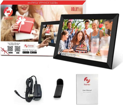 Frameo Digital Picture Frame 10.1 Inch 64GB Smart WiFi digital photo frame with 1280x800 IPS HD Touch Screen Wall Mountable