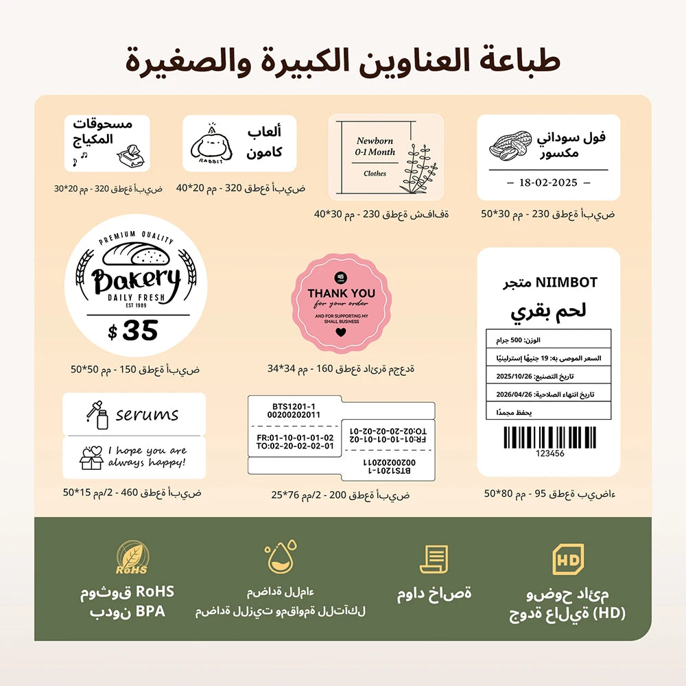 Niimbot B1 Wireless Thermal Label Printer Food Tag Barcode Price Small Business 20-50mm Print Width Label Machine for Home