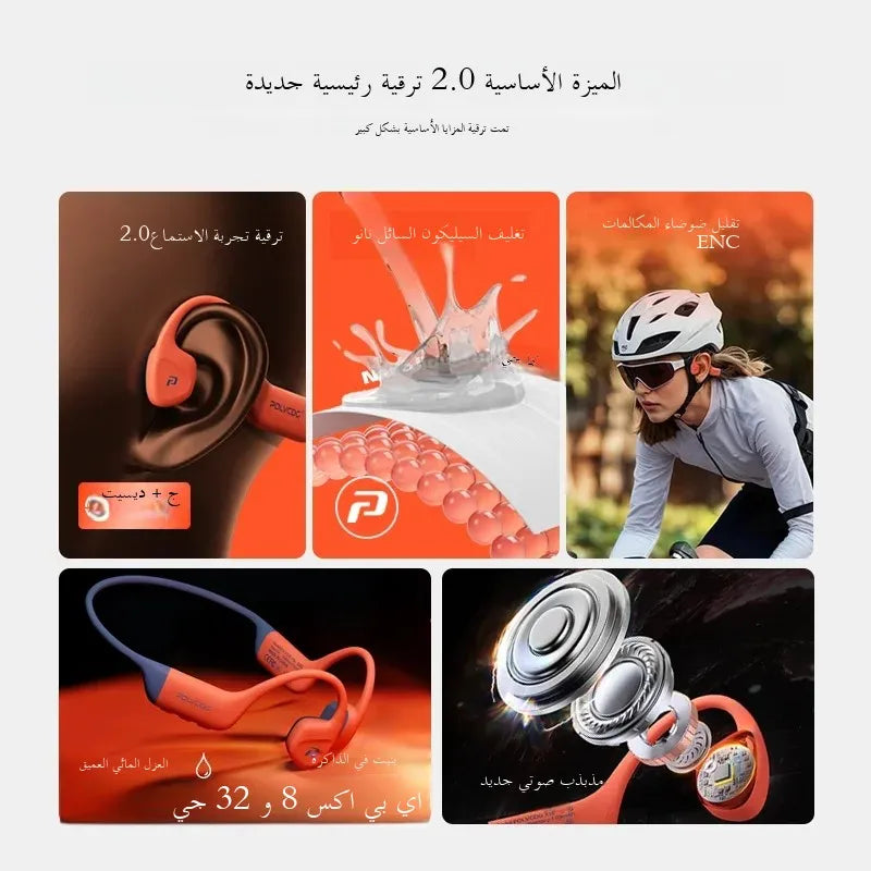 POLVCDG bone conduction swimming earphones IPX8 waterproof 32GB memory Bluetooth 5.4 silicone material 2025 new product x16
